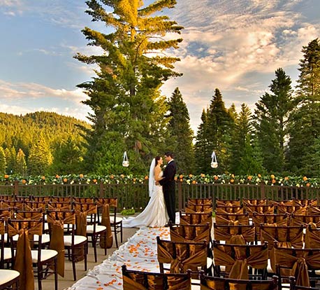 Wedding ceremony on the Grand Terrace at Tenaya Lodge