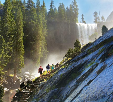 View of Vernal Falls on a sunny clear day